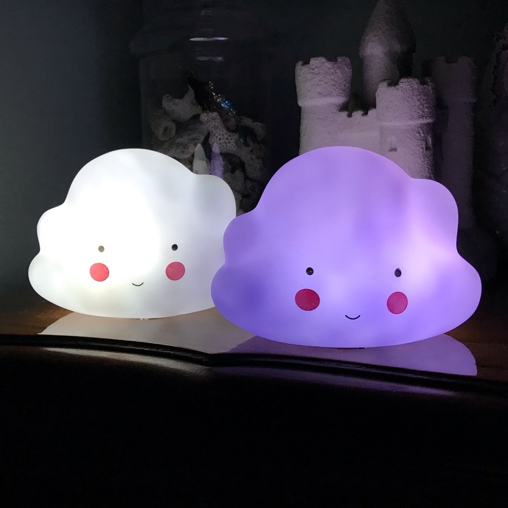 2 Light Up Dark Stormy Cloud & Bright White Cloud Battery Operated Nightlight